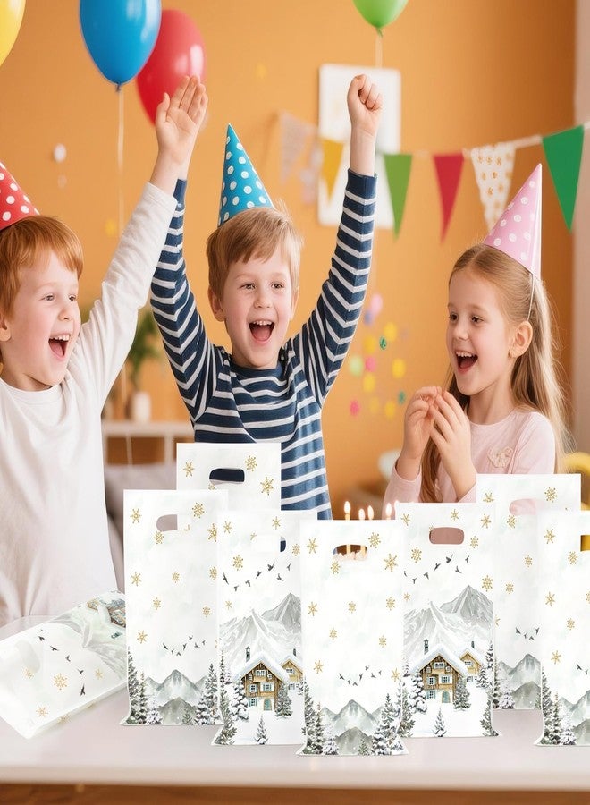 هاوريكس أكياس هدايا هاوريكس الشتوية - 50 قطعة، أكياس هدايا بيضاء بتصميم ندفة ثلجية شتوية، مثالية لحفلات استقبال المولود الجديد، مع مقابض، ومستلزمات حفلات الزفاف، وتغليف هدايا بلاستيكي متين. - Image 5